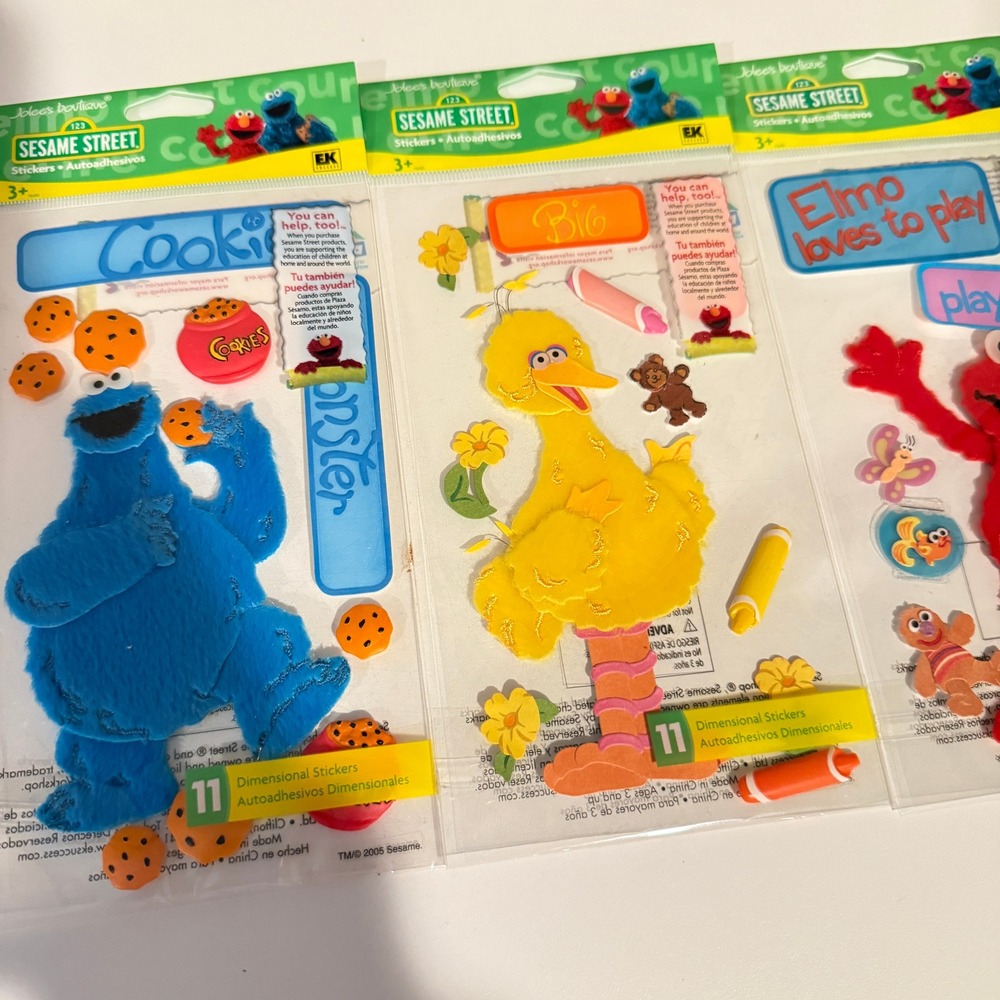 Sesame Street Jolee's Boutique Dimensional Stickers Elmo Cookie Monster 4 Pack